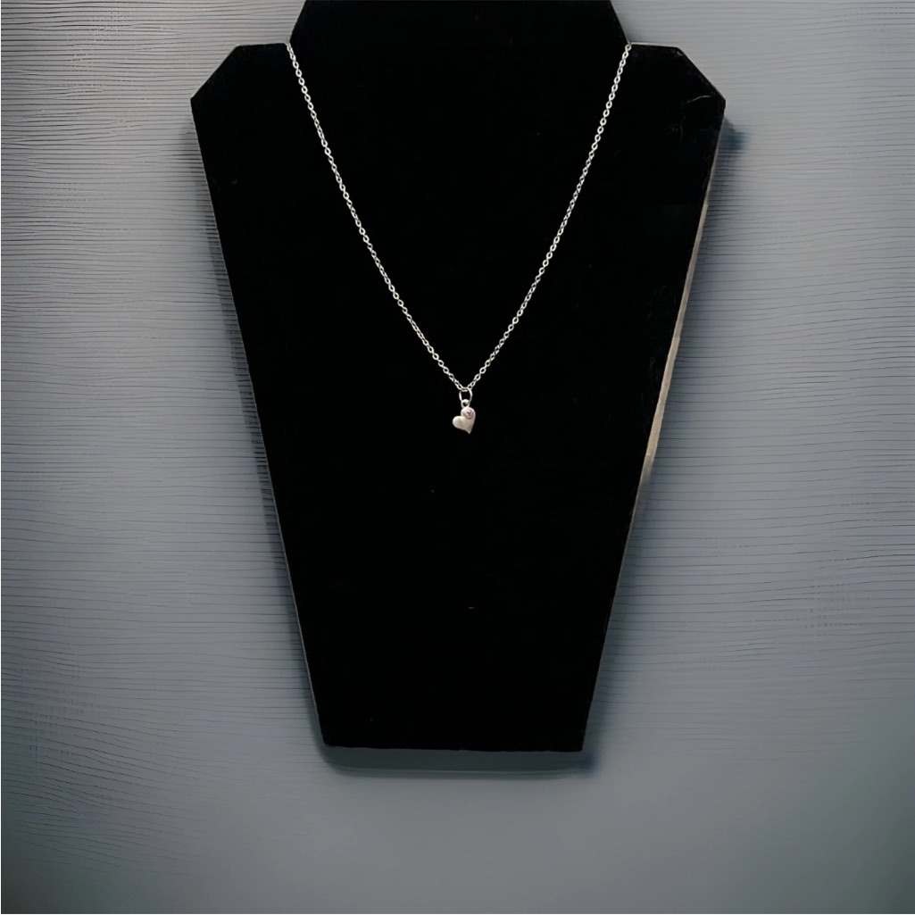 Silver Tone Heart Charm Necklace Silver Tone Chain